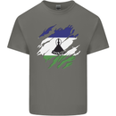 Torn Lesotho Flag Basotho Day Football Mens Cotton T-Shirt Tee Top Charcoal