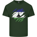 Torn Lesotho Flag Basotho Day Football Mens Cotton T-Shirt Tee Top Forest Green