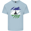 Torn Lesotho Flag Basotho Day Football Mens Cotton T-Shirt Tee Top Light Blue