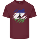 Torn Lesotho Flag Basotho Day Football Mens Cotton T-Shirt Tee Top Maroon