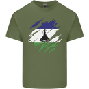 Torn Lesotho Flag Basotho Day Football Mens Cotton T-Shirt Tee Top Military Green