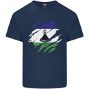 Torn Lesotho Flag Basotho Day Football Mens Cotton T-Shirt Tee Top Navy Blue