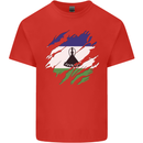 Torn Lesotho Flag Basotho Day Football Mens Cotton T-Shirt Tee Top Red