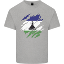 Torn Lesotho Flag Basotho Day Football Mens Cotton T-Shirt Tee Top Sports Grey
