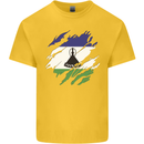 Torn Lesotho Flag Basotho Day Football Mens Cotton T-Shirt Tee Top Yellow