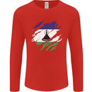 Torn Lesotho Flag Basotho Day Football Mens Long Sleeve T-Shirt Red
