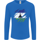 Torn Lesotho Flag Basotho Day Football Mens Long Sleeve T-Shirt Royal Blue