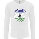 Torn Lesotho Flag Basotho Day Football Mens Long Sleeve T-Shirt White