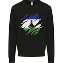 Torn Lesotho Flag Basotho Day Football Mens Sweatshirt Jumper Black