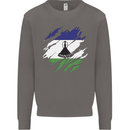 Torn Lesotho Flag Basotho Day Football Mens Sweatshirt Jumper Charcoal