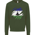Torn Lesotho Flag Basotho Day Football Mens Sweatshirt Jumper Forest Green