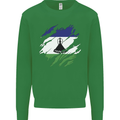Torn Lesotho Flag Basotho Day Football Mens Sweatshirt Jumper Irish Green