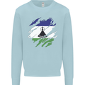 Torn Lesotho Flag Basotho Day Football Mens Sweatshirt Jumper Light Blue