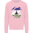 Torn Lesotho Flag Basotho Day Football Mens Sweatshirt Jumper Light Pink