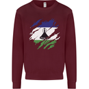 Torn Lesotho Flag Basotho Day Football Mens Sweatshirt Jumper Maroon