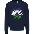 Torn Lesotho Flag Basotho Day Football Mens Sweatshirt Jumper Navy Blue