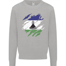 Torn Lesotho Flag Basotho Day Football Mens Sweatshirt Jumper Sports Grey
