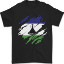 Torn Lesotho Flag Basotho Day Football Mens T-Shirt 100% Cotton Black