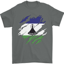 Torn Lesotho Flag Basotho Day Football Mens T-Shirt 100% Cotton Charcoal