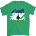 Torn Lesotho Flag Basotho Day Football Mens T-Shirt 100% Cotton Irish Green