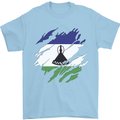 Torn Lesotho Flag Basotho Day Football Mens T-Shirt 100% Cotton Light Blue