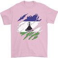 Torn Lesotho Flag Basotho Day Football Mens T-Shirt 100% Cotton Light Pink