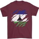 Torn Lesotho Flag Basotho Day Football Mens T-Shirt 100% Cotton Maroon
