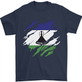 Torn Lesotho Flag Basotho Day Football Mens T-Shirt 100% Cotton Navy Blue