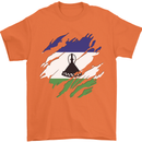 Torn Lesotho Flag Basotho Day Football Mens T-Shirt 100% Cotton Orange