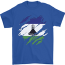 Torn Lesotho Flag Basotho Day Football Mens T-Shirt 100% Cotton Royal Blue