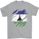 Torn Lesotho Flag Basotho Day Football Mens T-Shirt 100% Cotton Sports Grey