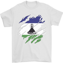 Torn Lesotho Flag Basotho Day Football Mens T-Shirt 100% Cotton White