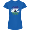 Torn Lesotho Flag Basotho Day Football Womens Petite Cut T-Shirt Royal Blue