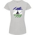 Torn Lesotho Flag Basotho Day Football Womens Petite Cut T-Shirt Sports Grey