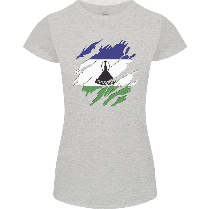 Torn Lesotho Flag Basotho Day Football Womens Petite Cut T-Shirt Sports Grey