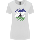 Torn Lesotho Flag Basotho Day Football Womens Wider Cut T-Shirt White