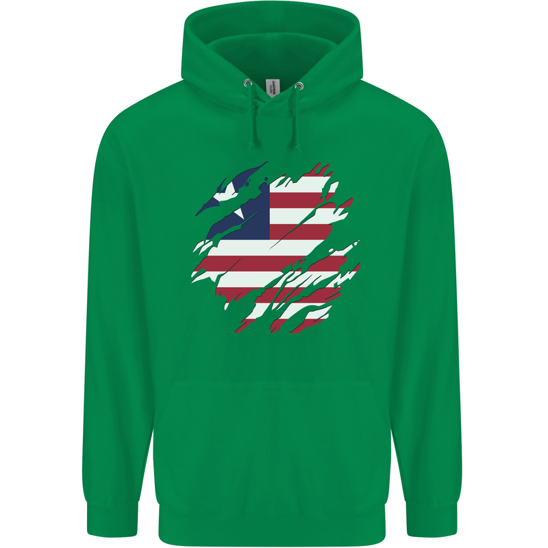 Torn Liberia Flag Liberian Day Football Childrens Kids Hoodie Irish Green
