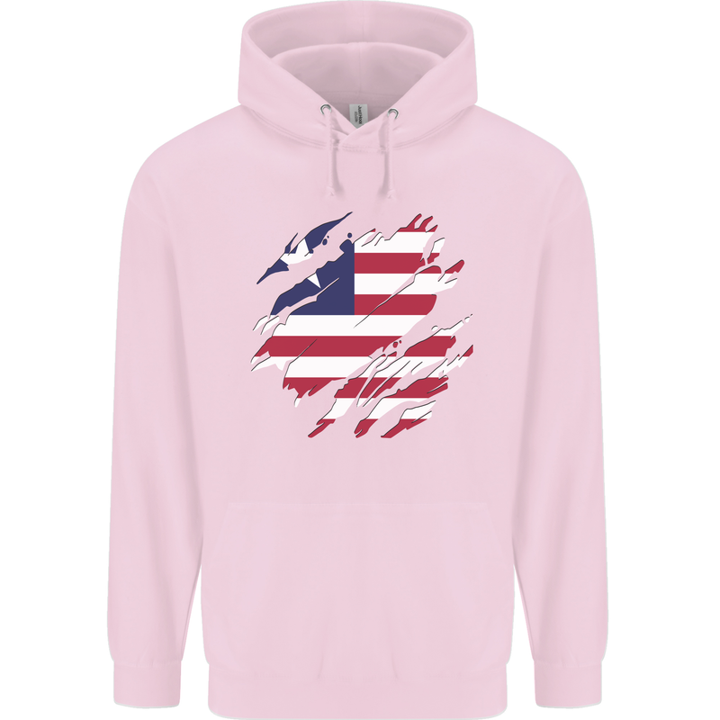 Torn Liberia Flag Liberian Day Football Childrens Kids Hoodie Light Pink