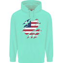 Torn Liberia Flag Liberian Day Football Childrens Kids Hoodie Peppermint