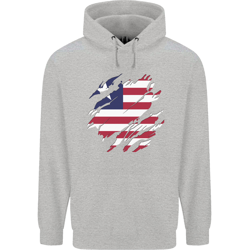 Torn Liberia Flag Liberian Day Football Childrens Kids Hoodie Sports Grey