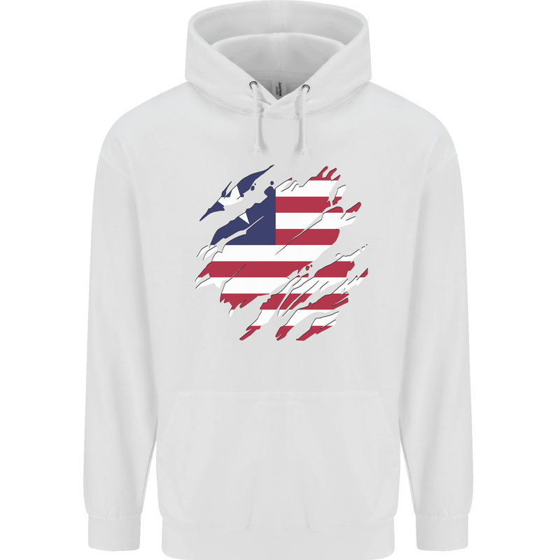 Torn Liberia Flag Liberian Day Football Childrens Kids Hoodie White