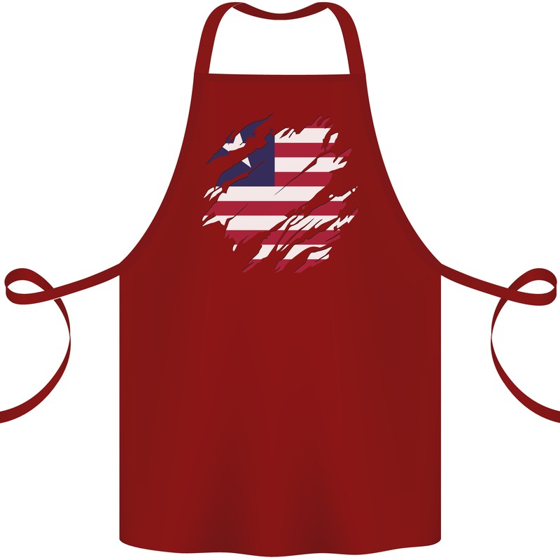 Torn Liberia Flag Liberian Day Football Cotton Apron 100% Organic Maroon