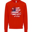 Torn Liberia Flag Liberian Day Football Kids Sweatshirt Jumper Bright Red