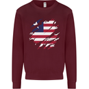 Torn Liberia Flag Liberian Day Football Kids Sweatshirt Jumper Maroon