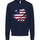Torn Liberia Flag Liberian Day Football Kids Sweatshirt Jumper Navy Blue