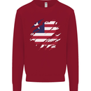 Torn Liberia Flag Liberian Day Football Kids Sweatshirt Jumper Red