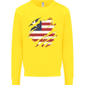 Torn Liberia Flag Liberian Day Football Kids Sweatshirt Jumper Yellow