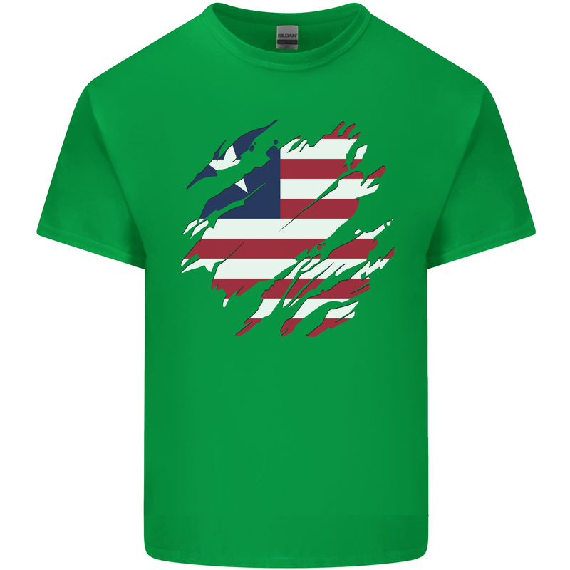 Torn Liberia Flag Liberian Day Football Kids T-Shirt Childrens Irish Green