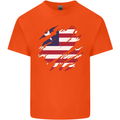 Torn Liberia Flag Liberian Day Football Kids T-Shirt Childrens Orange