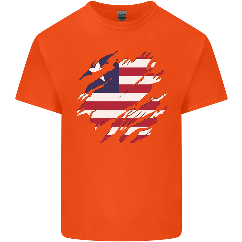 Torn Liberia Flag Liberian Day Football Kids T-Shirt Childrens Orange